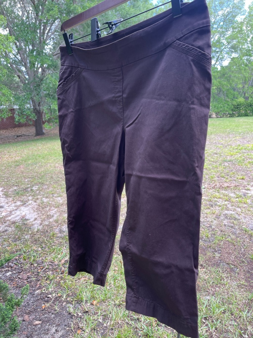 Women's Dark Brown Capri Pants - Picture 2 of 5